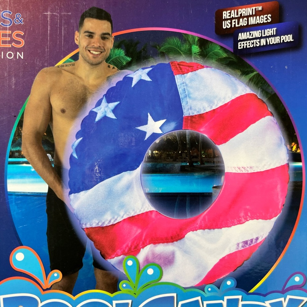 Poolcandy American Flag Pool‎ Float large illuminated led pool tube 42 inches